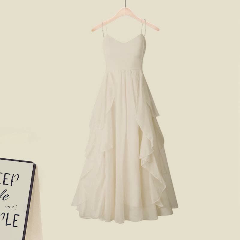 Ensemble pull torsadé à col roulé et robe à volants