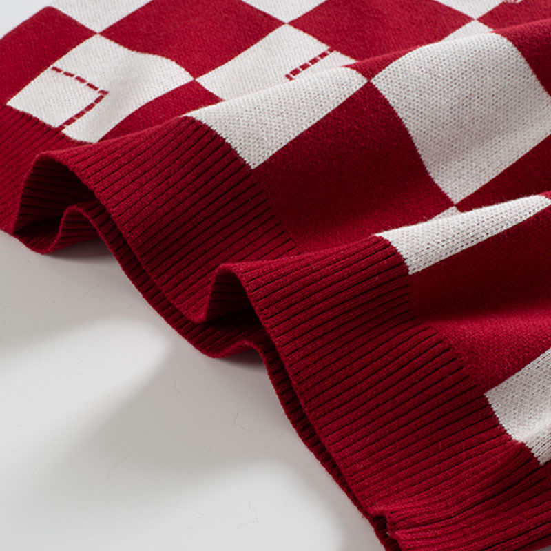 Ensemble chemise plissée et gilet à imprimé treillis de lapin