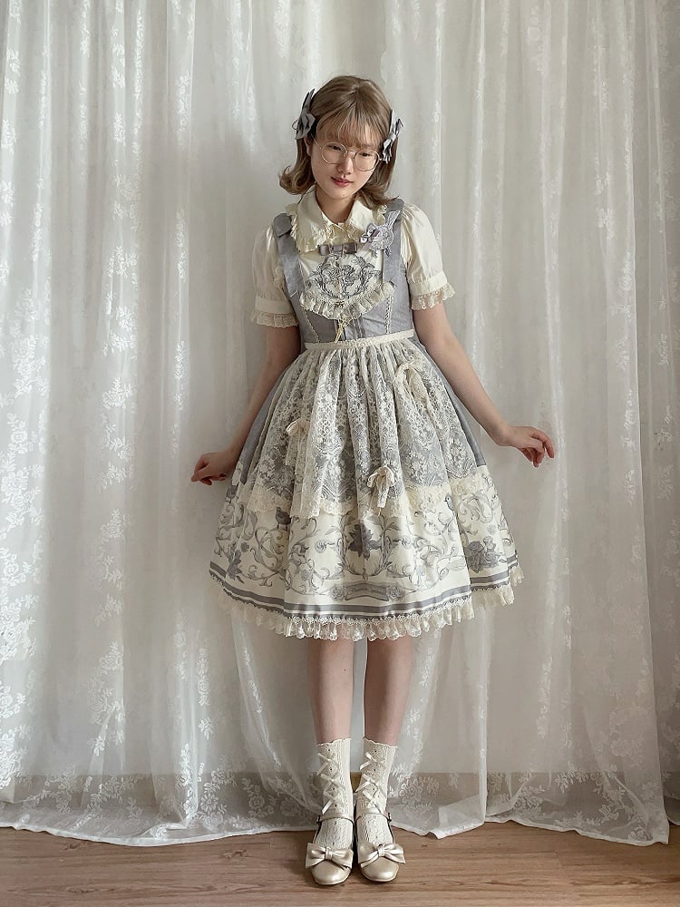 Skirt Titmouse Lolita and Gray Jumper Print Floral