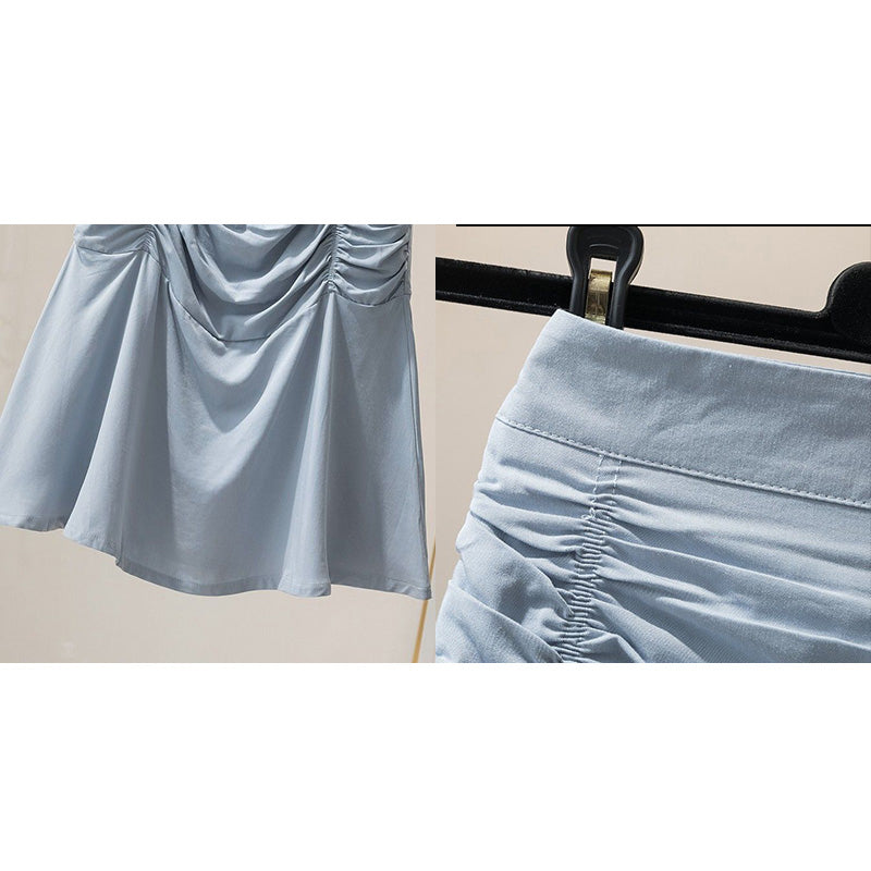 Set aus T-Shirt mit Schleife und hohem Bund und Rüschenrock