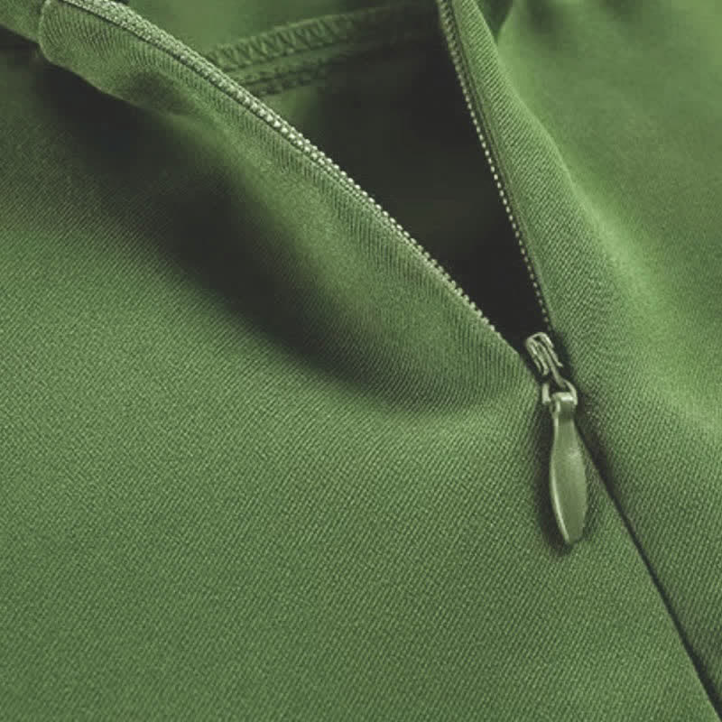 Robe fourreau fendue avec cordon de serrage et cardigan court vert