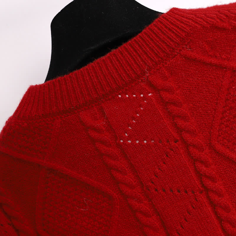 Roter Blumenpullover mit hohem Bund