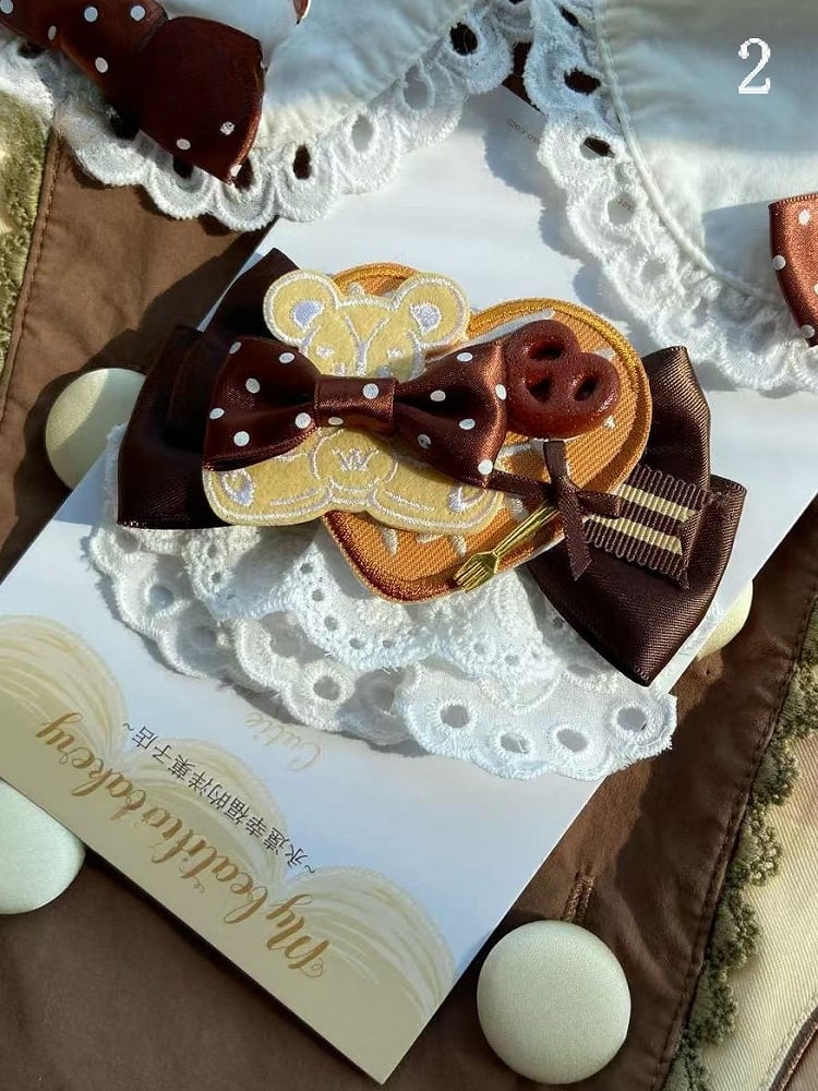 Cookie Options 2 Hairclip Applique Bear Bowknot