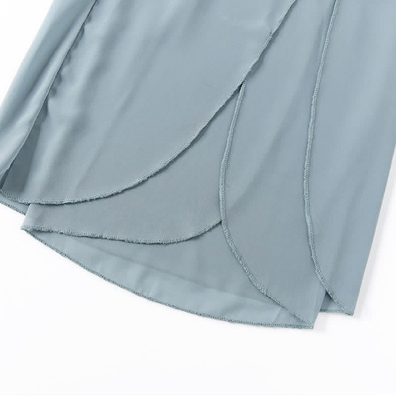 Ensemble t-shirt imprimé chic en mousseline de soie avec pantalon fendu