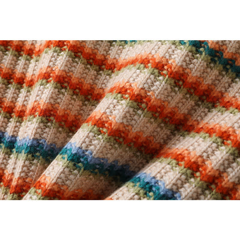 Pantalon décontracté à rayures colorées arc-en-ciel