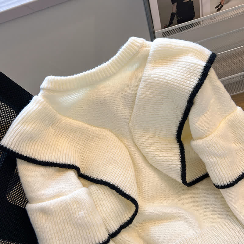 Pull cardigan en tricot à volants et jupe queue de poisson