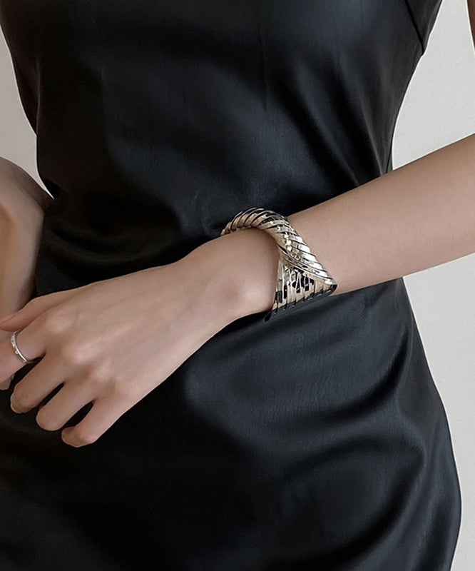 Open Metal Silk Boho Cross Cuff