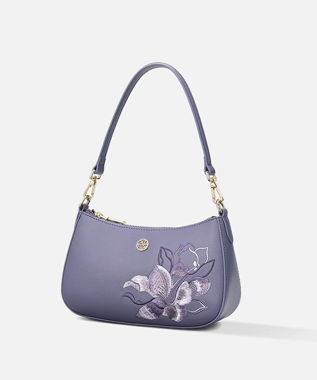 Leather Bag Boutique CrossBody Embroideried Calf Purple