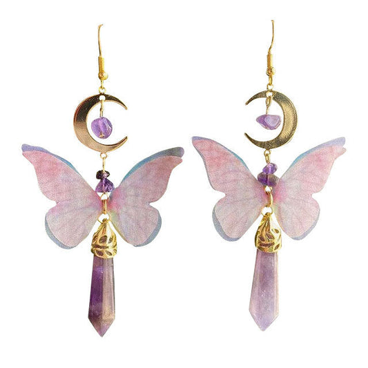 Moon Butterfly Crystal Earrings