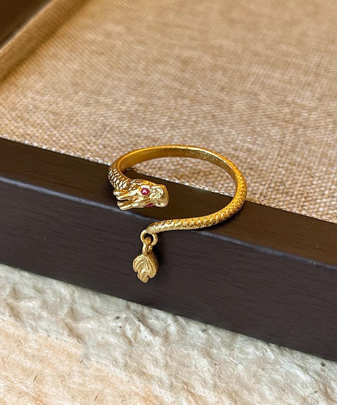 Overgild Dragon Open Chinese Shaped Style Gold Copper Rings