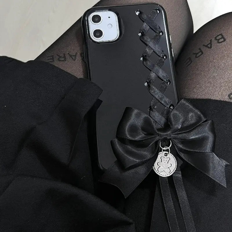 Coquete Lace Up Bow Black Phone Case ON1497 Wonderland Case