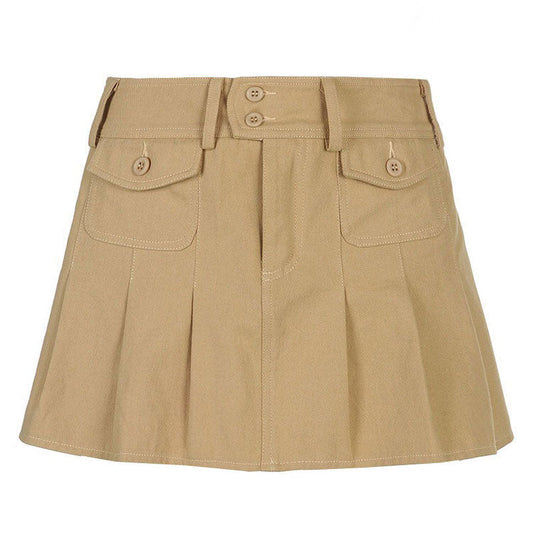 Brown Denim Mini Skirt