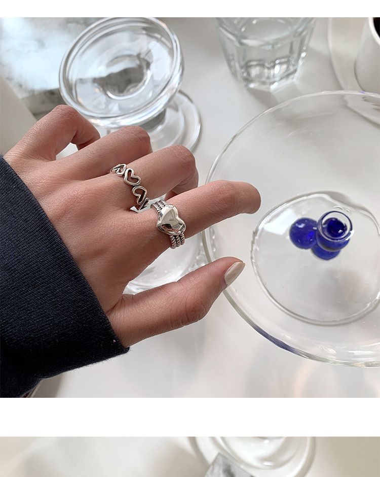 Bague ouverte en argent sterling avec cœur