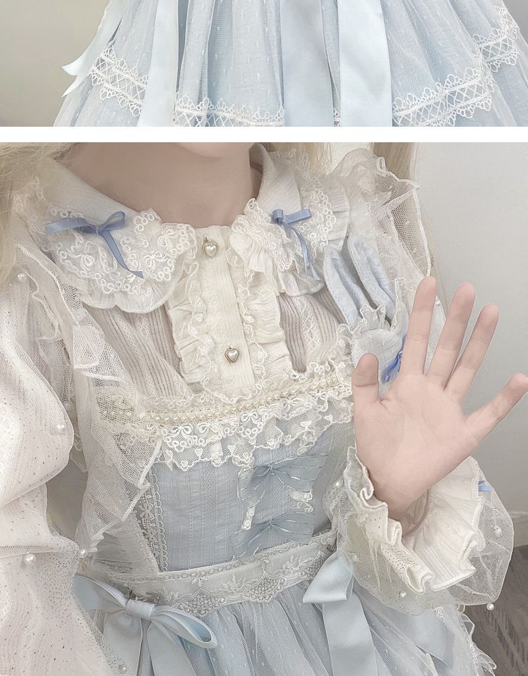 Robe salopette mi-longue à volants Lolita