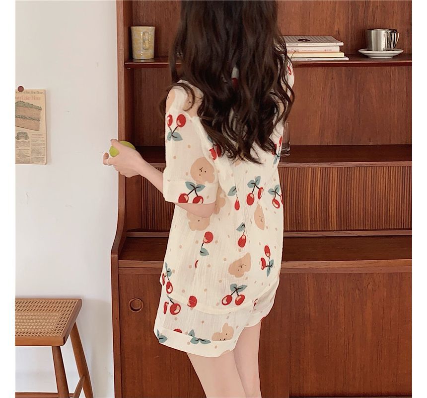 Ensemble pyjama : haut imprimé Cherry Bear + short