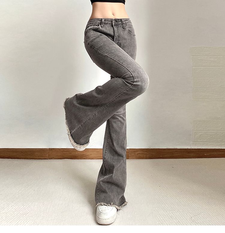 Flared Low Jeans Rise Distressed
