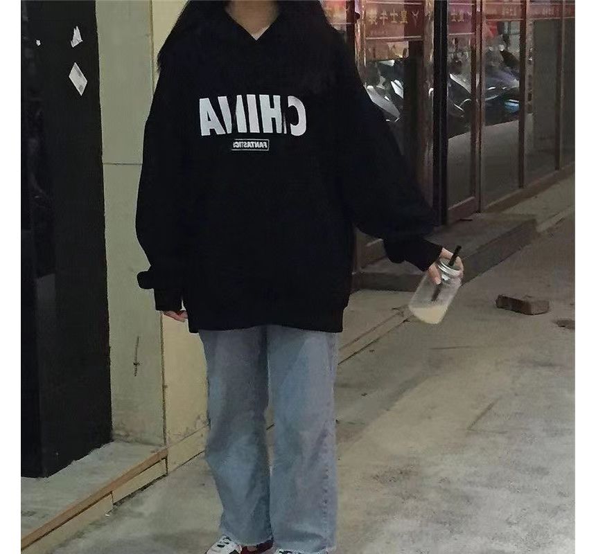 Sweat à capuche oversize avec lettrage