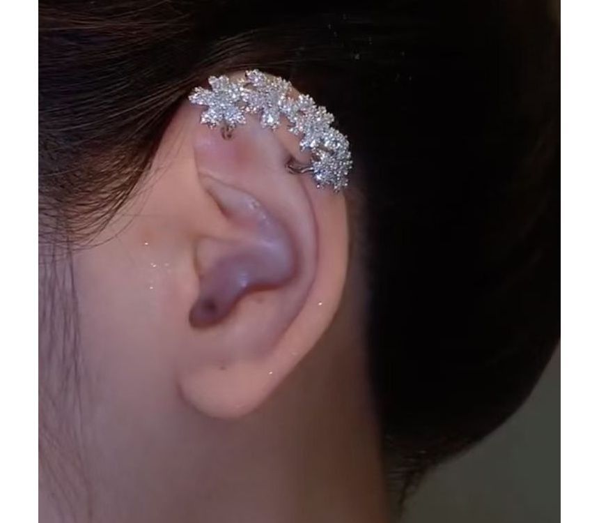 Ear Floral Rhinestone Cuff
