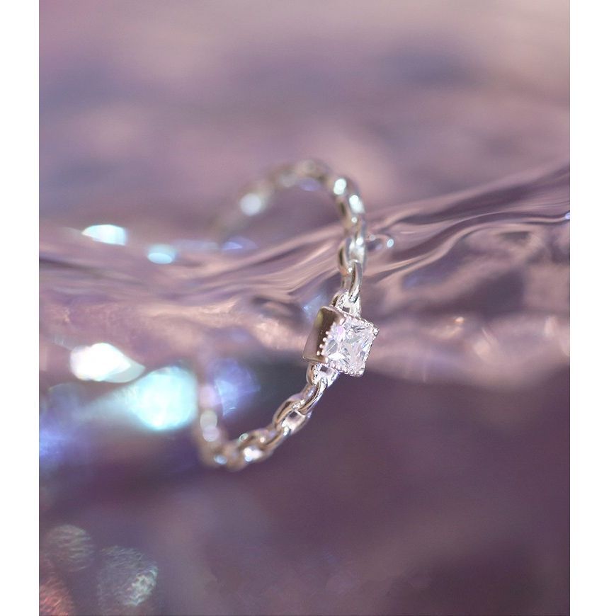 Bague ouverte en argent sterling 925 avec strass