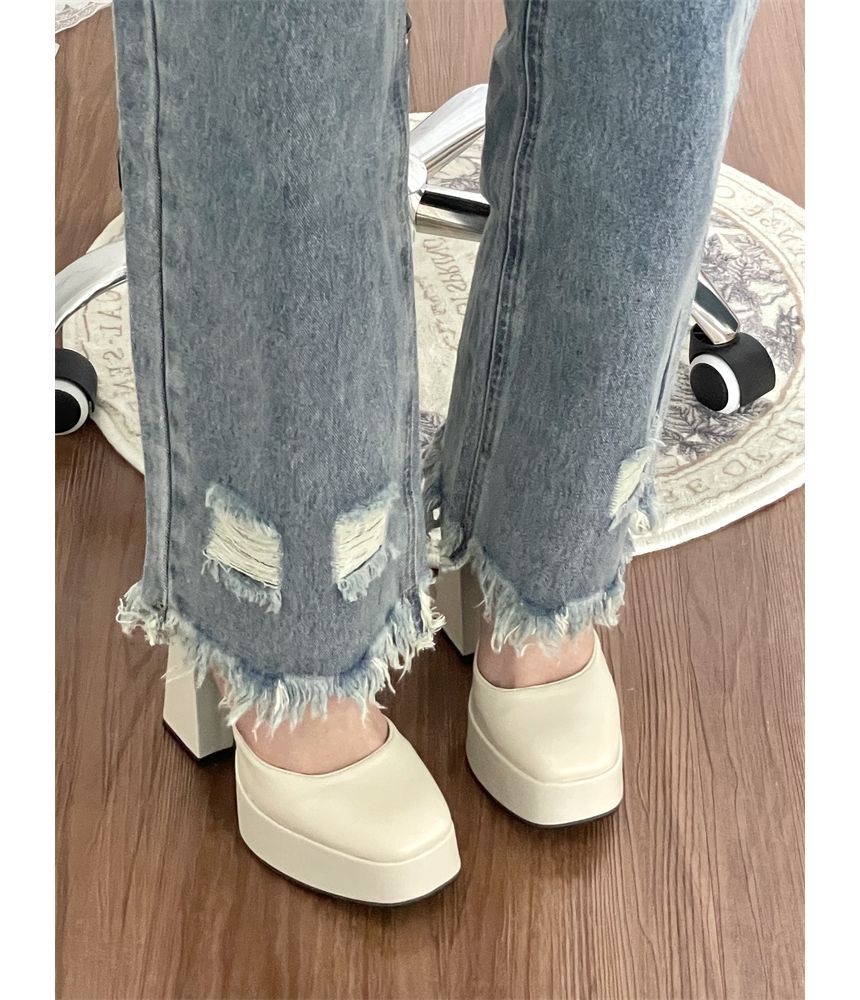 Escarpins D'Orsay à plateforme et talon bloc en similicuir avec bride à la cheville