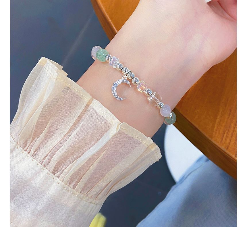 Rhinestone Bracelet Crystal Moon Faux Charm