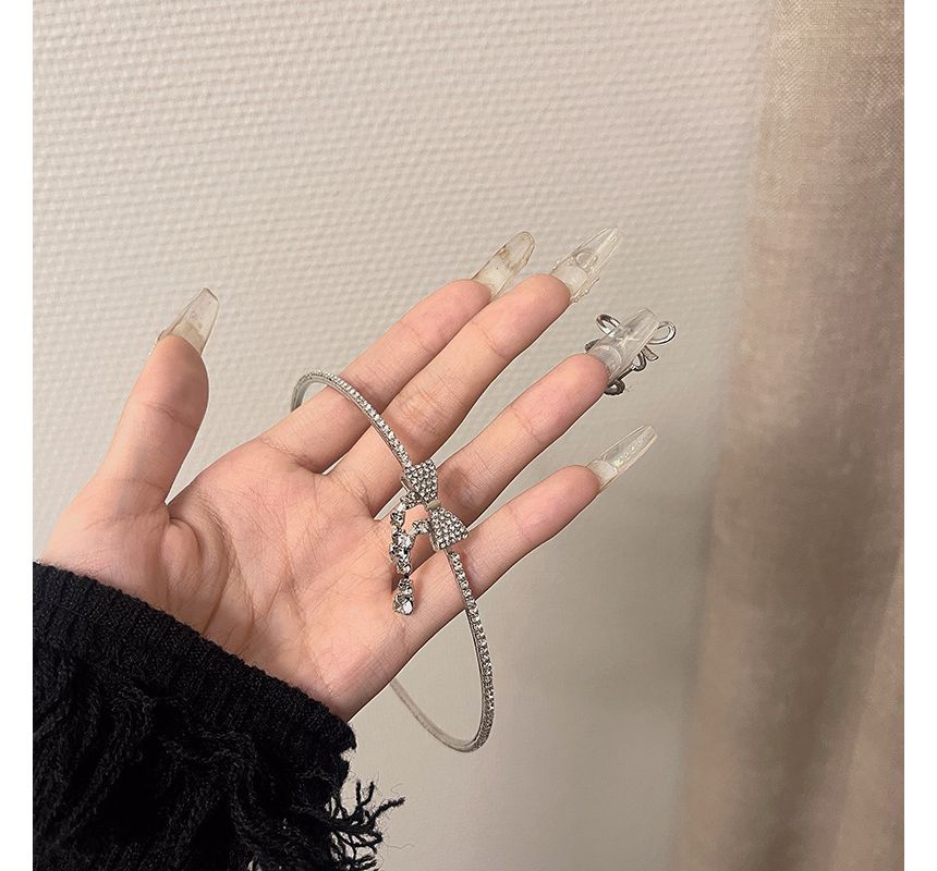 Rhinestone Alloy Choker Bow