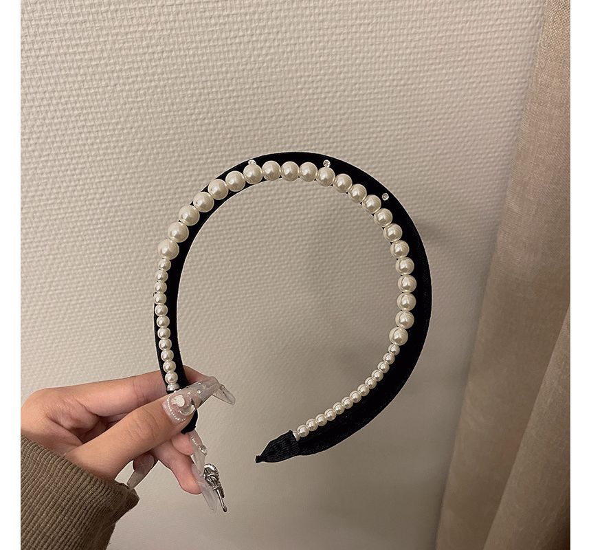 Pearl Headband Velvet Faux