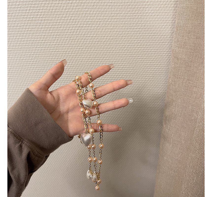 Belt Chain Faux Waist Pearl Alloy Heart