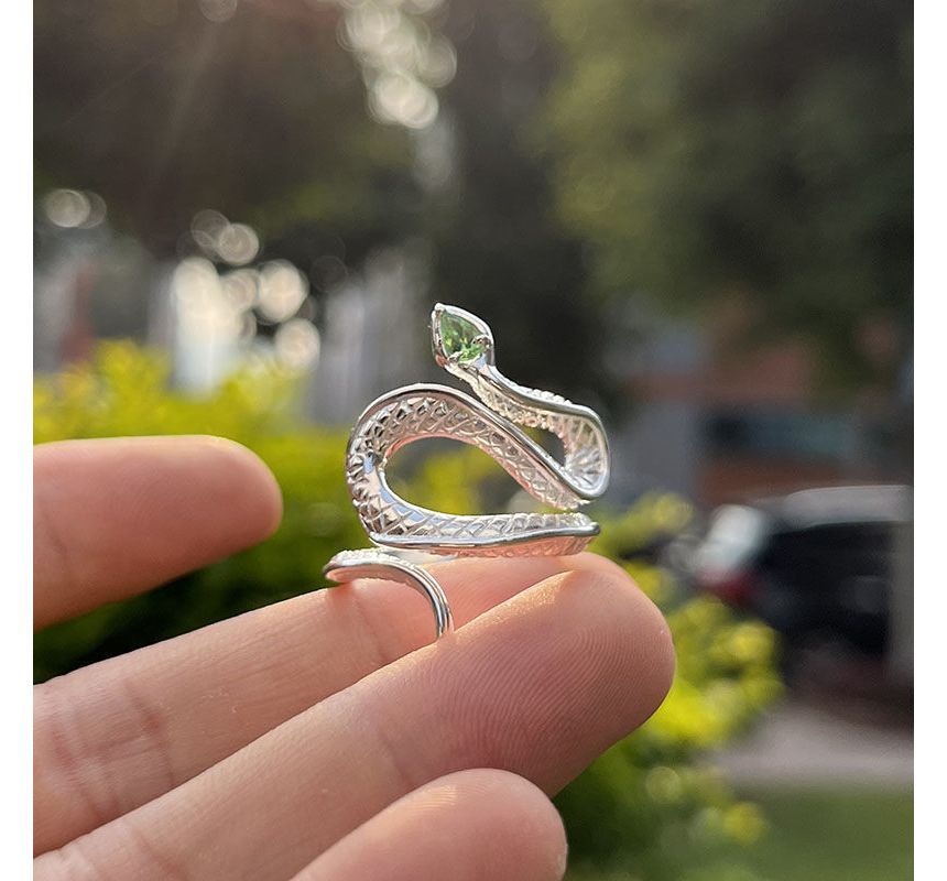 Open Alloy Ring Snake Rhinestone