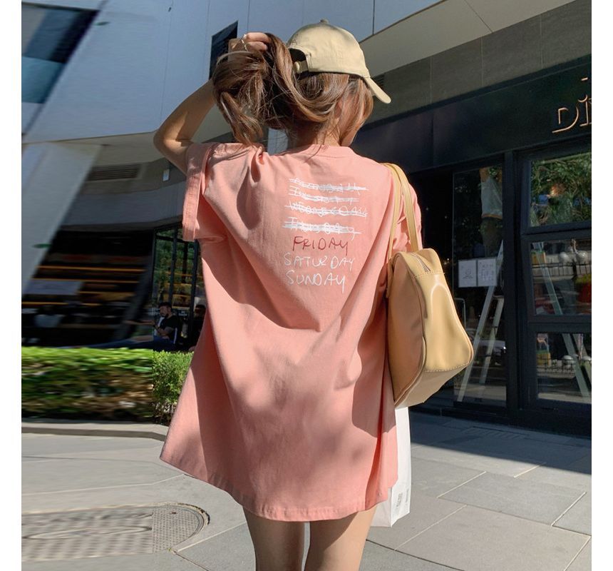 Smiley Face Tunic Tee Short-Sleeve Neck Crew Print