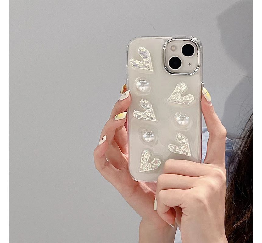 Phone Case Faux Pearl Heart