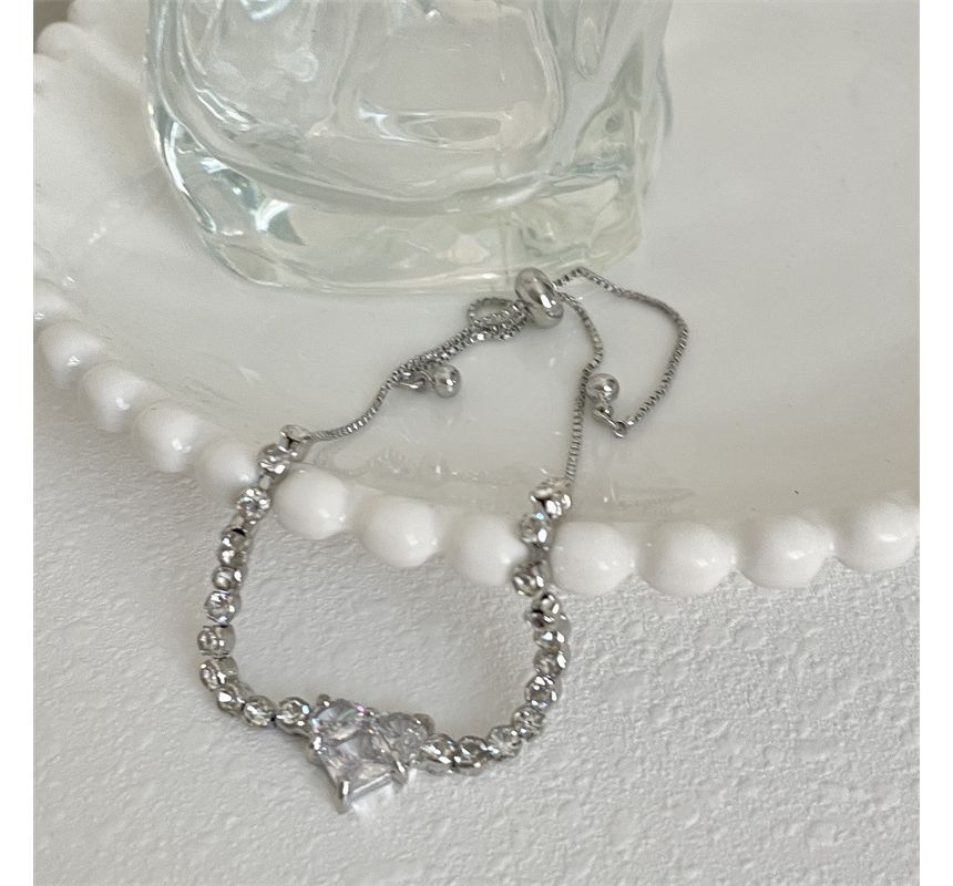 Rhinestone Heart Bracelet
