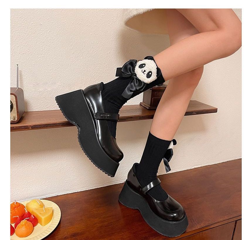 Chaussettes unies à nœud panda