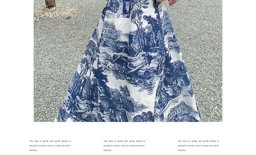 Robe longue d'été à imprimé arbre et licou