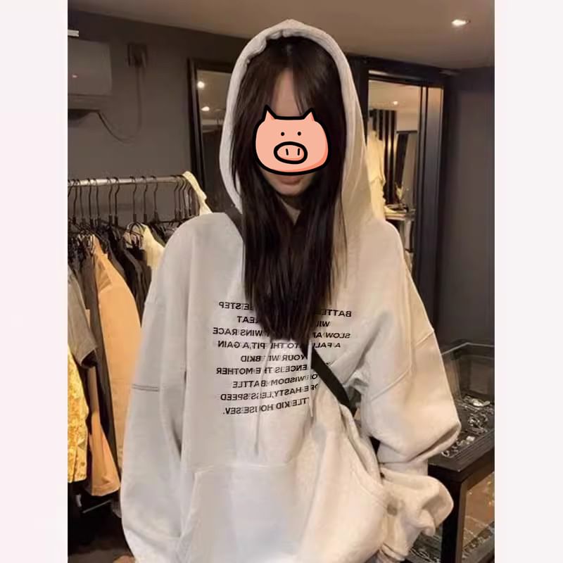 Sweat à capuche ample avec lettrage