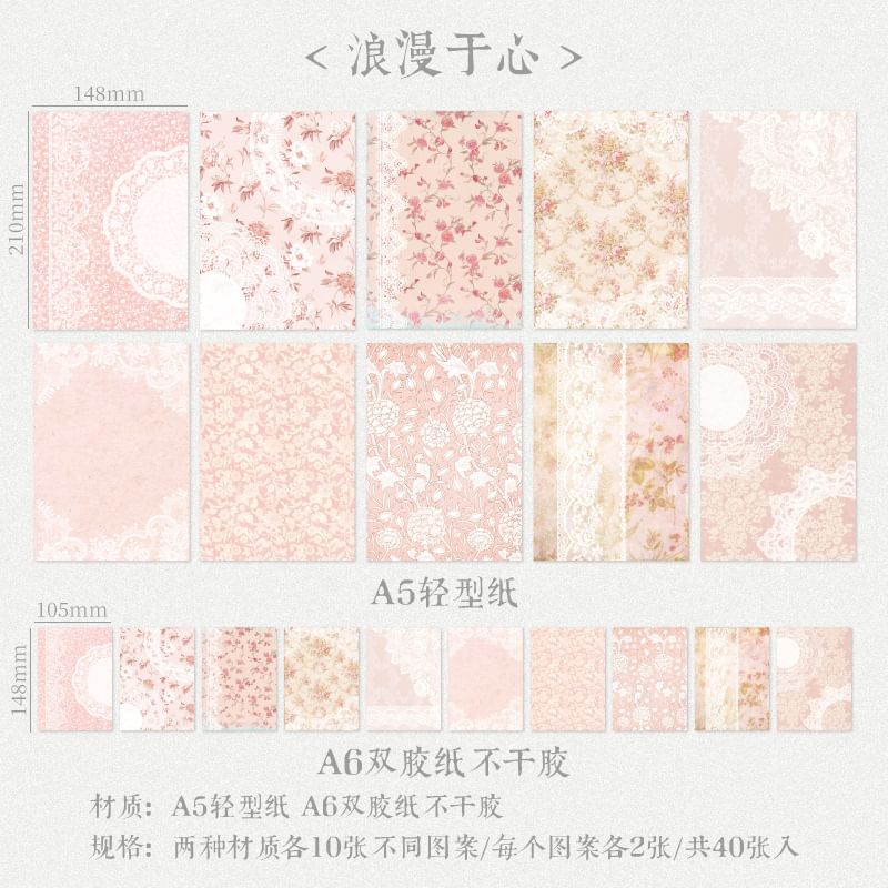 Lace Diary Background Decorative Paper (Various Designs)
