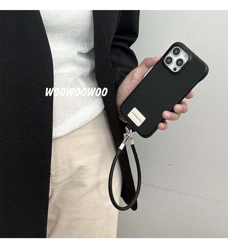 Lettering Applique Leather Faux Phone Case