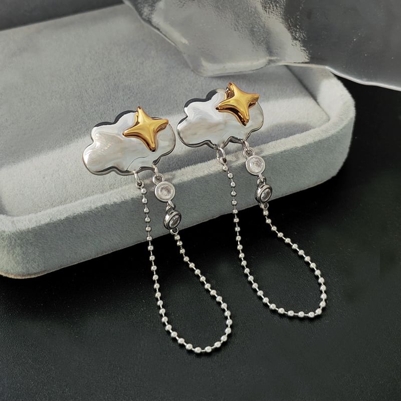 Boucles d'oreilles à clous en strass avec nuages