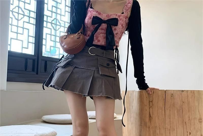 Jambières en tricot côtelé bicolore