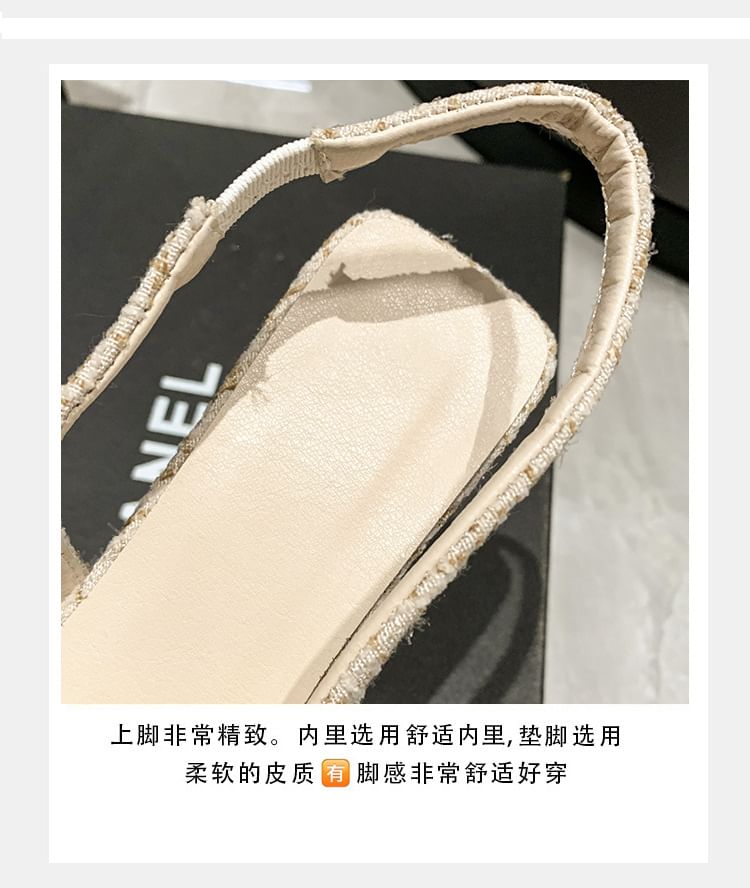 Pumps Tweed Slingback Pointed Toe