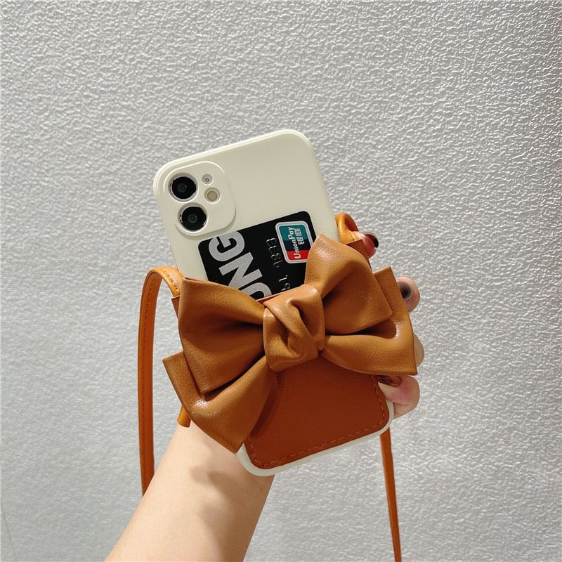 Bow Faux Case Leather Phone