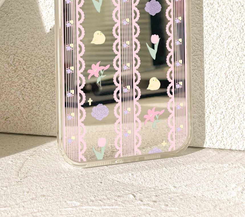 Print Floral Lace Case Phone Mirrored
