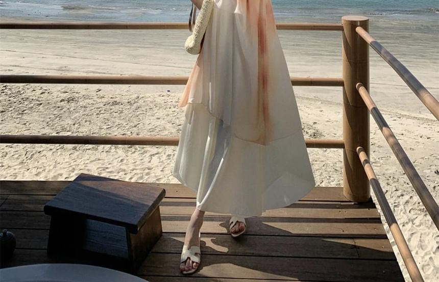 Strap Dress Print Spaghetti A-Line Maxi