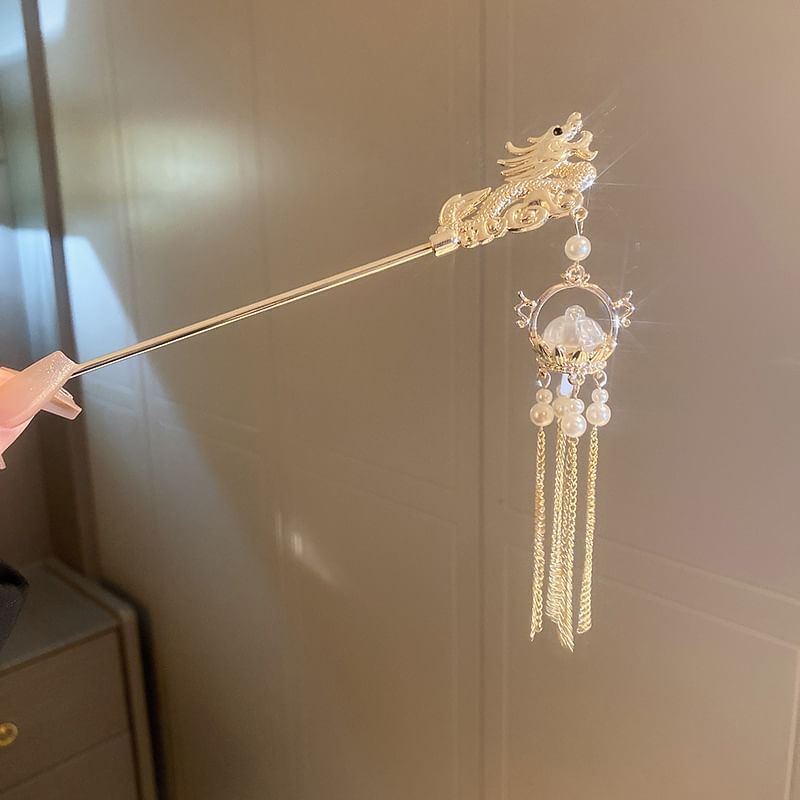 Stick Hair Faux Dragon Fringed Pearl