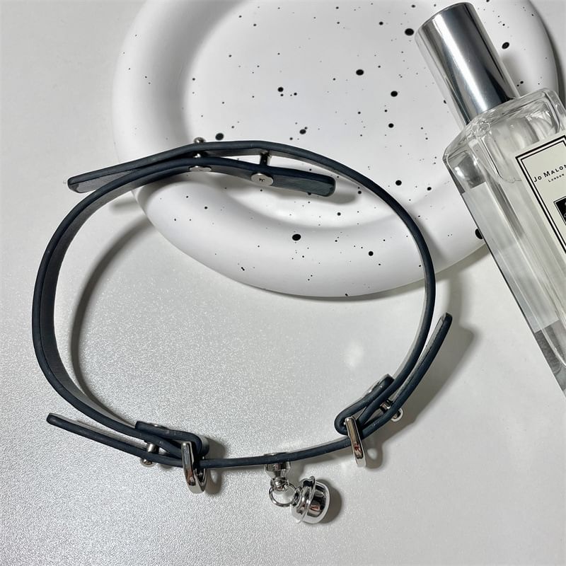 Choker Bell Leather Pendant Faux