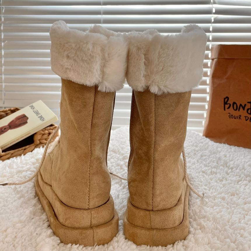 Bottes mi-mollet à lacets doublées en polaire