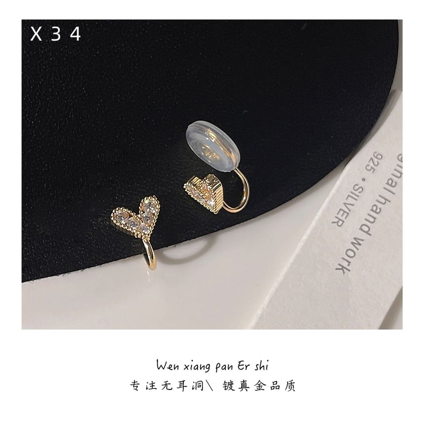 Heart Rhinestone Cuff Alloy Ear