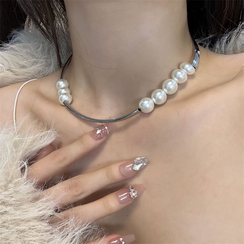 Necklace Pearl Beaded Faux