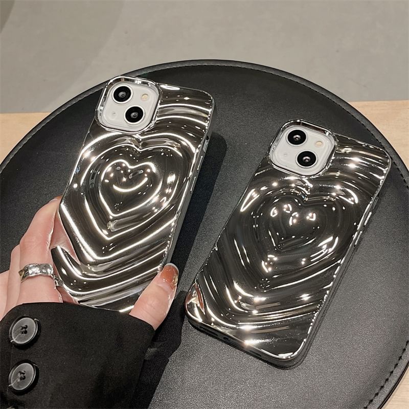 Heart Metallic Textured Phone Case
