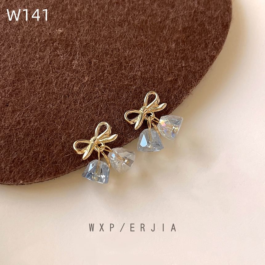 Earring Clip-On Faux Drop Crystal Bow